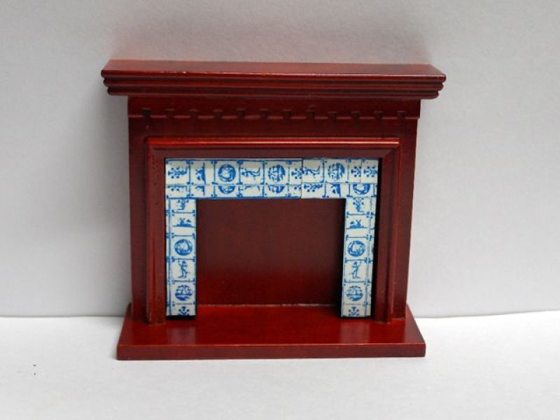 画像1: 暖炉　マントルピース　タイル貼り (1)