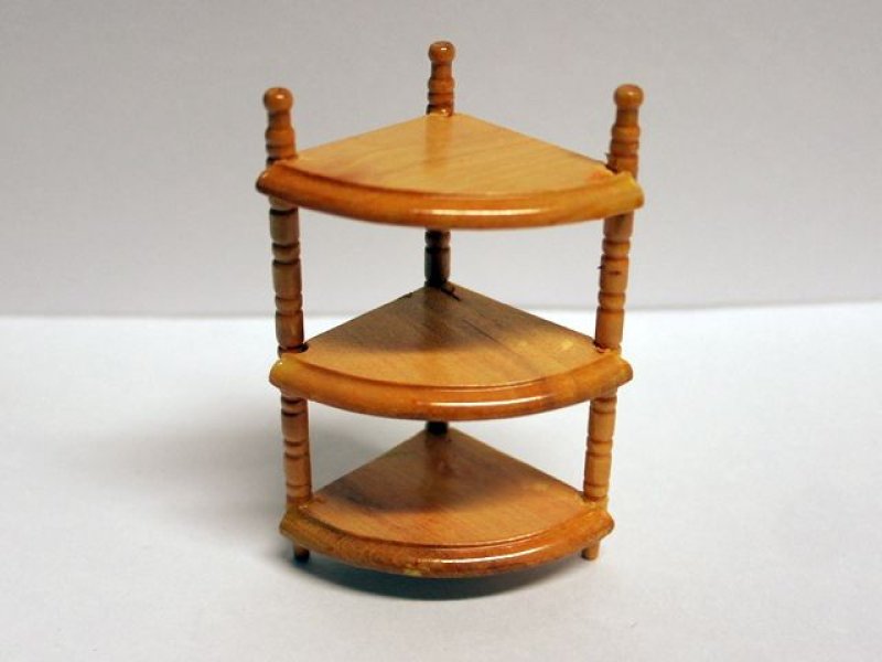 画像1: コーナー飾り棚　パイン (1)