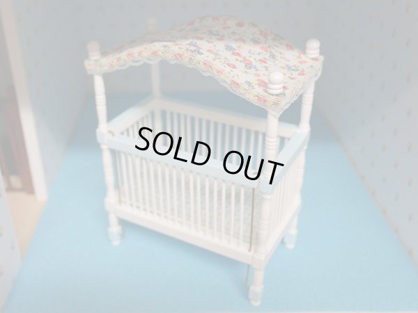 画像1: 天蓋付ベビーベッド