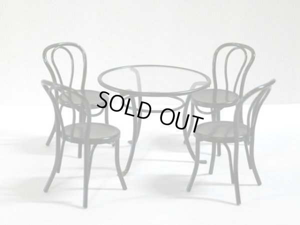 画像1: カフェ　テーブル&チェア4脚セット　ブラック