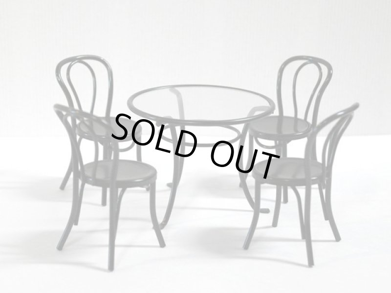 画像1: カフェ　テーブル&チェア4脚セット　ブラック (1)