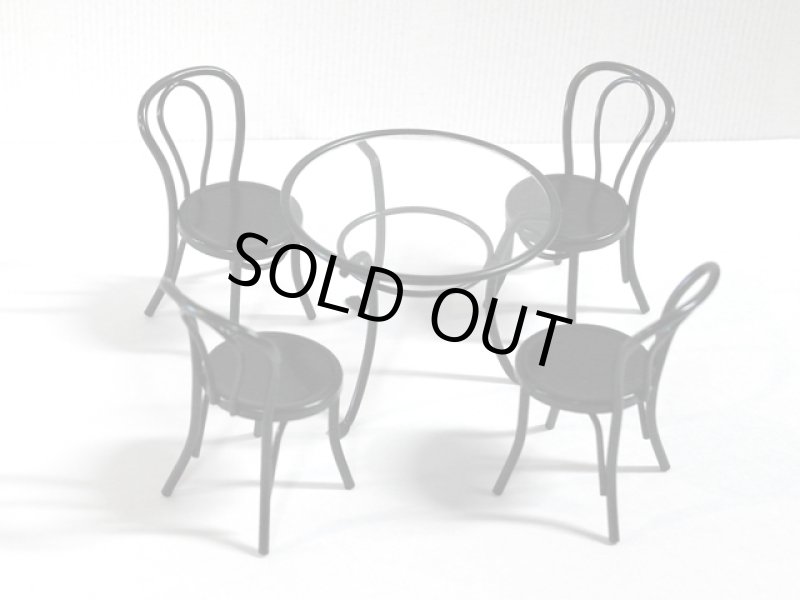 画像2: カフェ　テーブル&チェア4脚セット　ブラック (2)