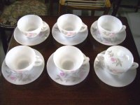 耐熱ガラス　カップ＆ソーサー５客＆シュガーポット　Federal（フェデラル）社