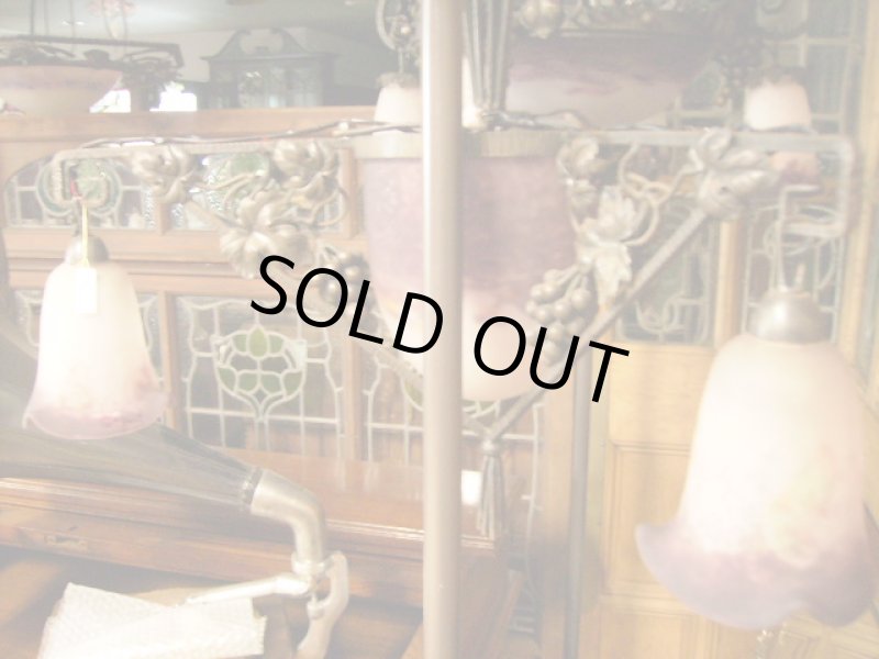 画像2: アールヌーボー様式　ハンギングランプ　大１灯＆小３灯　デュゲ (2)