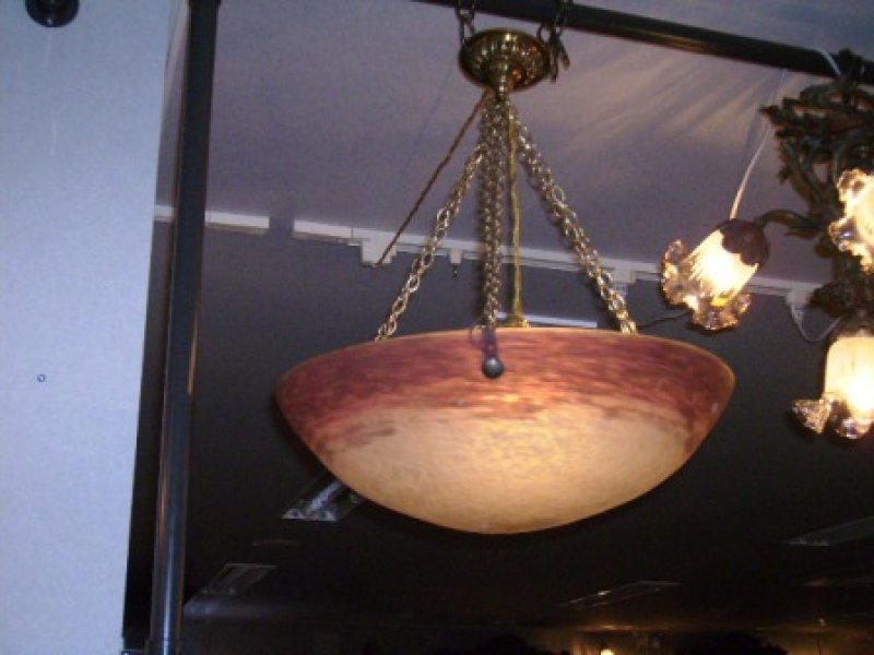 画像1: アールヌーボー　ハンギング　大１灯　ミューラー兄弟 (1)