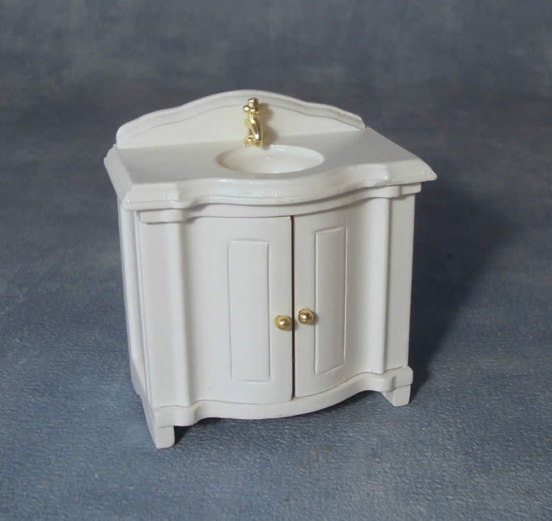 1/12サイズのドールハウス用ミニチュア　バニティ・ユニット（洗面台）　ホワイト