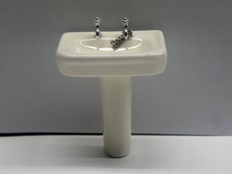 画像2: 足付洗面台(水道蛇口・栓付)四角 (2)