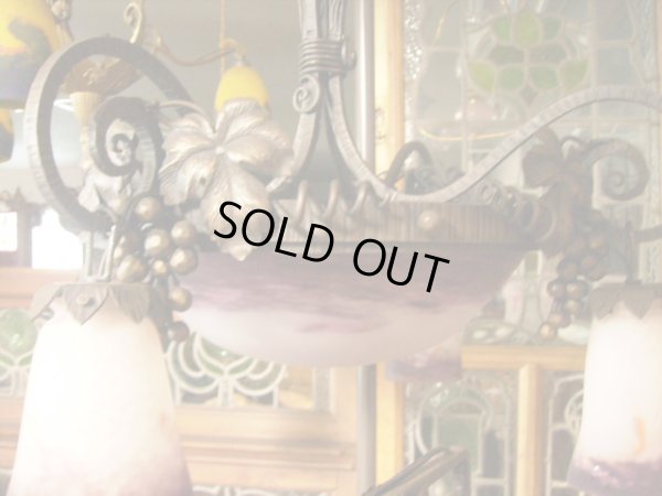 画像2: アールヌーボー様式　ハンギングランプ　大１灯＋小４灯　デュゲ