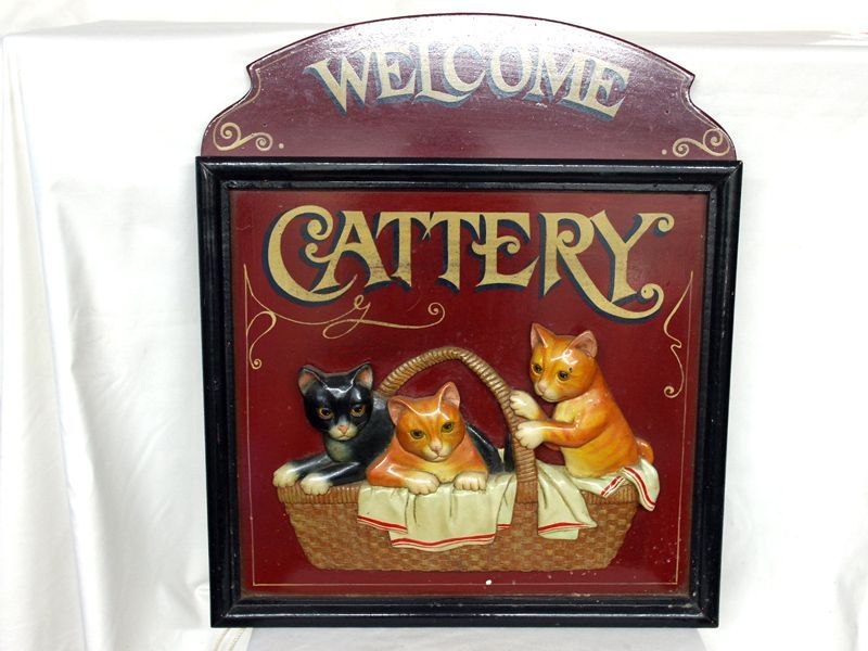 アンティーク　その他 その他 木製　CATTERY　看板