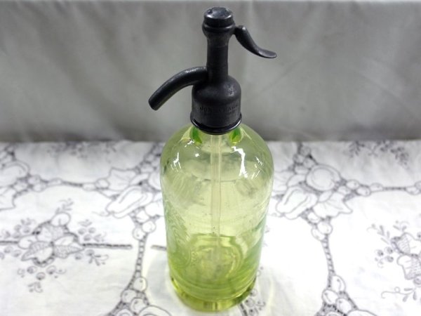 画像2: ビンテージ　ソーダー　サイフォン　ライトグリーングラス (2)