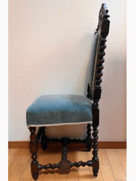 画像3: カロリアン・ ツイスト ハイバック チェア 張替え済み(ホースヘア使用) (3)