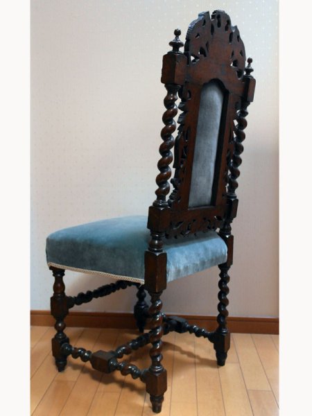 画像4: カロリアン・ ツイスト ハイバック チェア 張替え済み(ホースヘア使用) (4)