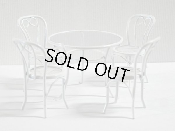 画像1: カフェ　テーブル&チェア4脚セット　ホワイト (1)