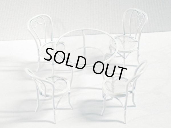 画像2: カフェ　テーブル&チェア4脚セット　ホワイト (2)