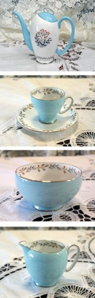 画像2: ロイヤル スタッフォード (ポット蓋割れている) ティーポットセット ポット+ジャグ+シュガーポット+カップ&ソーサー6客 (2)