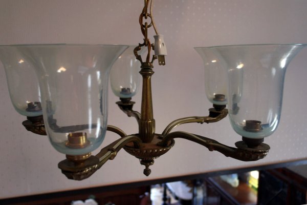 画像5: 5灯 シャンデリア ヴァセリンシェード 5個付き (5)