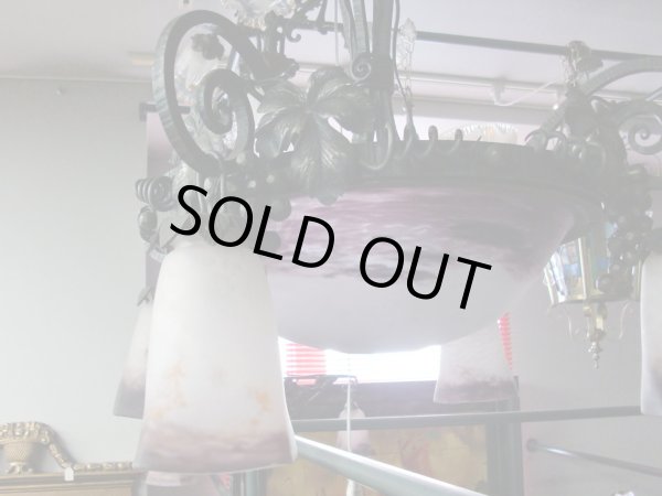 画像6: アールヌーボー様式 ハンギングランプ 大1灯+小4灯 デュゲ (6)