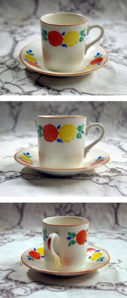 画像3: CROWN DUCAL  WARE カップ&ソーサー4客+シュガーボール+ポット ハンドペイント (3)