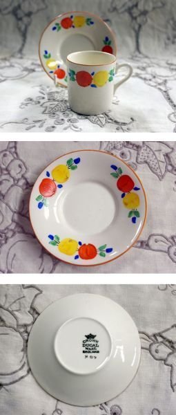 画像4: CROWN DUCAL  WARE カップ&ソーサー4客+シュガーボール+ポット ハンドペイント (4)