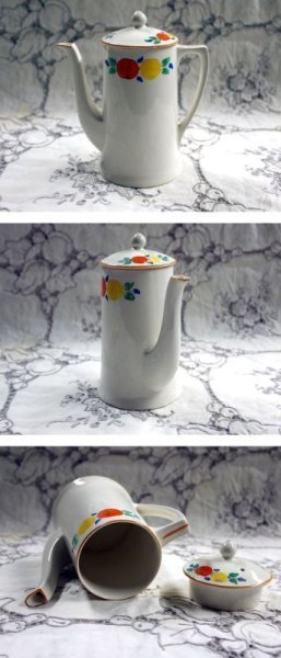 画像6: CROWN DUCAL  WARE カップ&ソーサー4客+シュガーボール+ポット ハンドペイント (6)