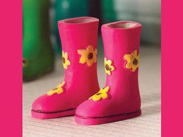 画像1: 長靴　フラワー・ピンク (1)