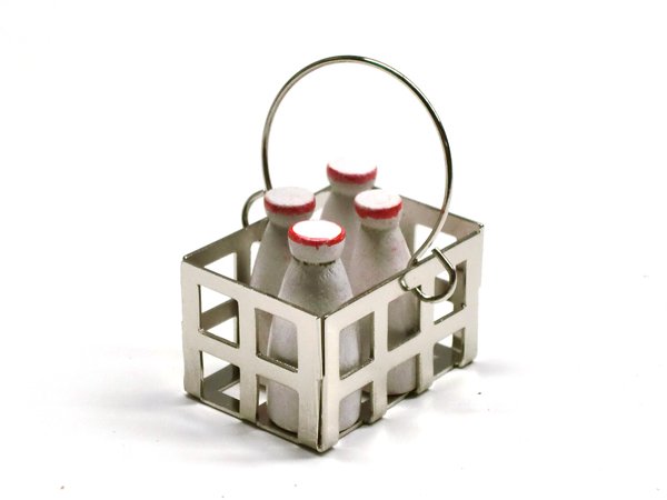 画像3: ミルク（牛乳）・ボトル4本＆メタル・バスケット (3)