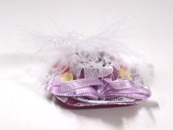 画像4: 羽付き婦人用帽子　マゼンタ/レース (4)