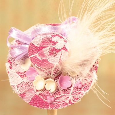 画像1: 羽付き婦人用帽子　マゼンタ/レース