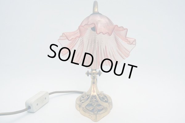 画像2: アールデコ　ピンクシェードとランプ台セット (2)