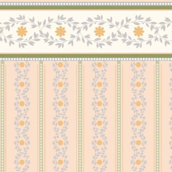 画像1: 壁紙　Soft Peach Posy Wallpaper (1)