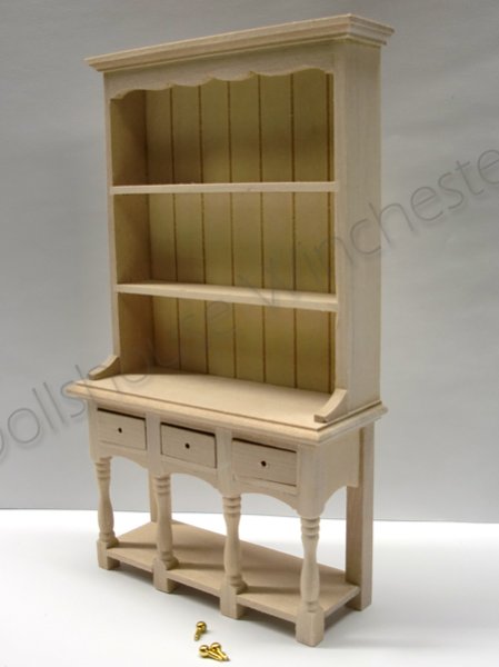 画像3: キッチン　ドレッサー（食器飾り棚　引出し3　未塗装 (3)