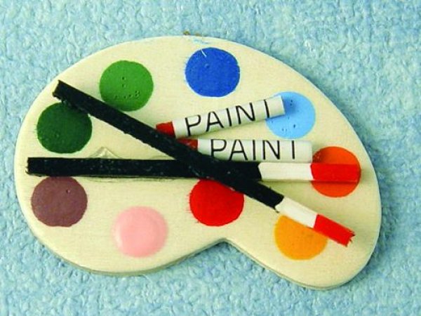 画像1: アーティスト・パレット　筆＆絵具付き (1)