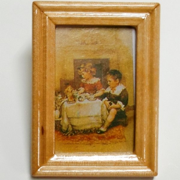 画像1: 絵画　子供と猫 (1)