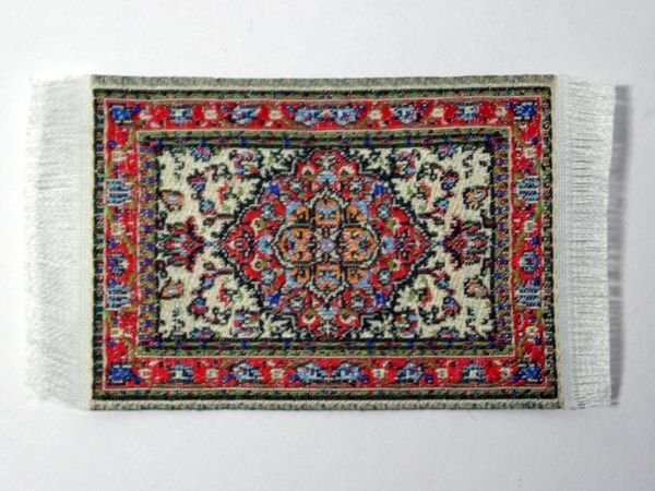 画像1: ラグ　機械織り　 4.7ｃｍ x 6.6cm(フリンジ込み8ｃｍ） (1)