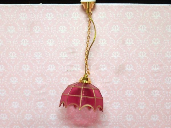 画像1: 照明　吊り下げ　ティファニー　ピンク35mm　 (1)