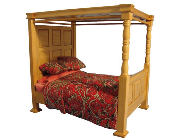 画像1: ４ポスター（四柱式）・ベッド　天蓋付き (1)