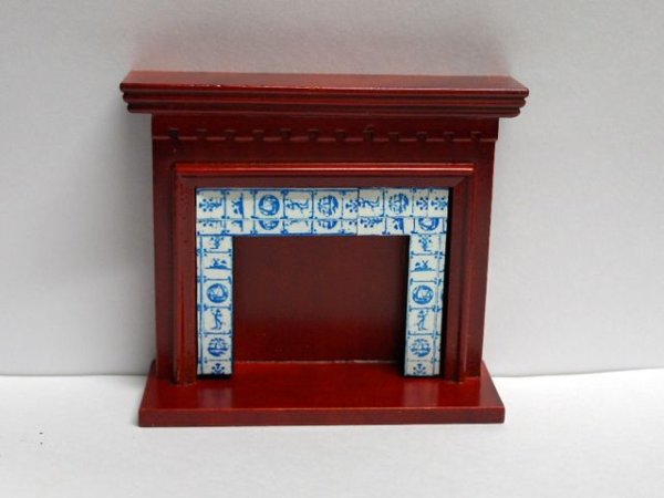 画像1: 暖炉　マントルピース　タイル貼り (1)