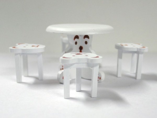画像3: ベア　テーブル＆チェア4脚セット　ホワイト (3)