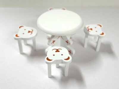 画像1: ベア　テーブル＆チェア4脚セット　ホワイト