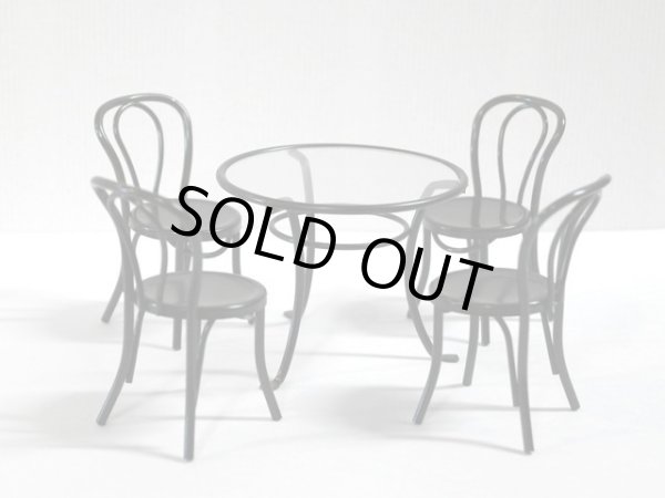 画像1: カフェ　テーブル&チェア4脚セット　ブラック (1)