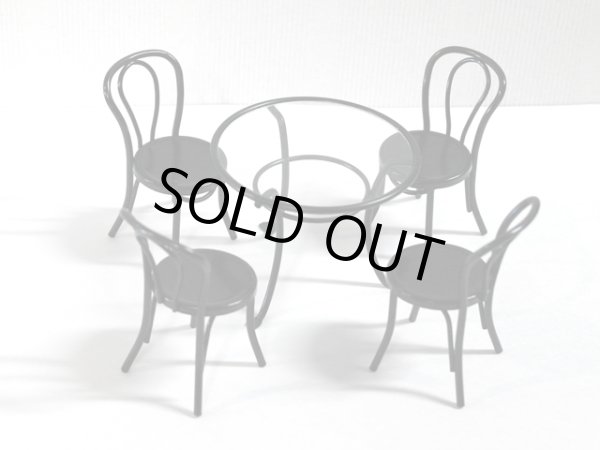 画像2: カフェ　テーブル&チェア4脚セット　ブラック (2)