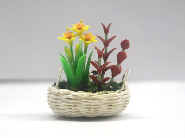 1/12サイズのドールハウス用ミニチュア　フラワー バスケット