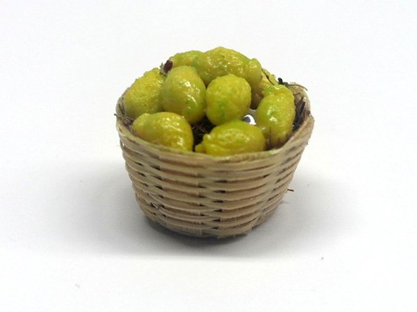 1/12サイズのドールハウス用ミニチュア　果物バスケット　レモン
