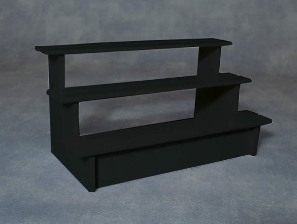 1/12サイズのドールハウス用ミニチュア　露店　3段棚　ブラック