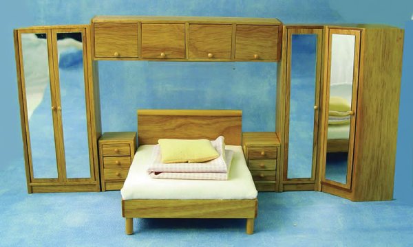 1/12サイズのドールハウス用ミニチュア　ベッドルーム　セット　モダン