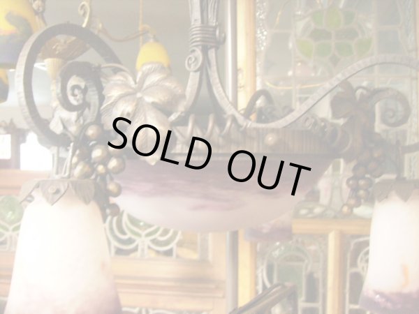 画像2: アールヌーボー様式 ハンギングランプ 大1灯+小4灯 デュゲ (2)