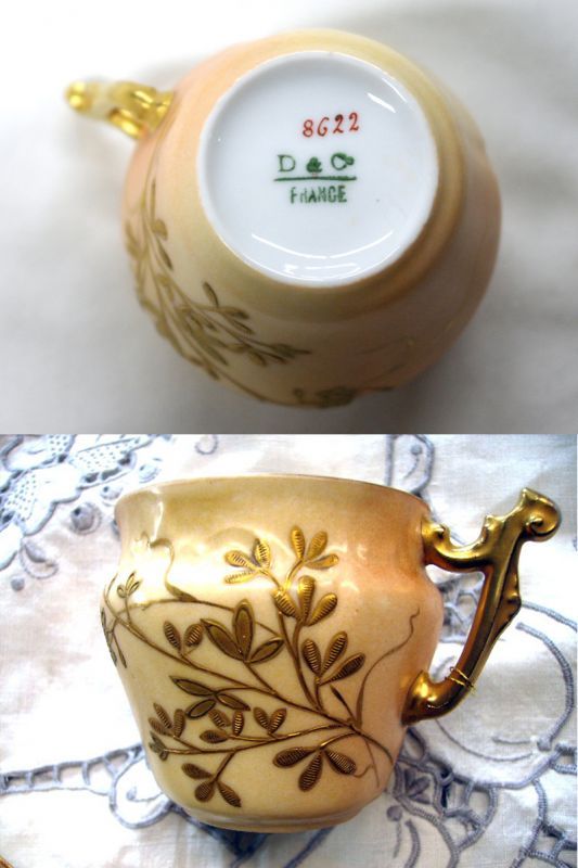 画像: リモージュ　トリオ　Limoges 1890年製 　D&Co　金彩