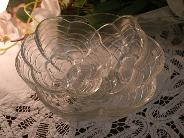 画像5: クリアガラス　花形ボウル　セット　（大ｘ1、小ｘ２）