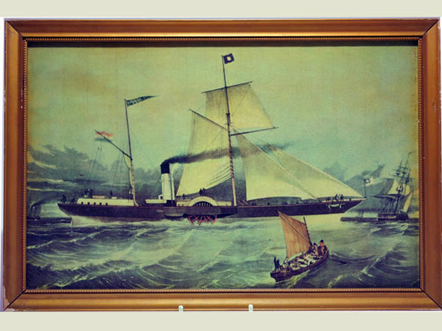 画像1: 額　帆船