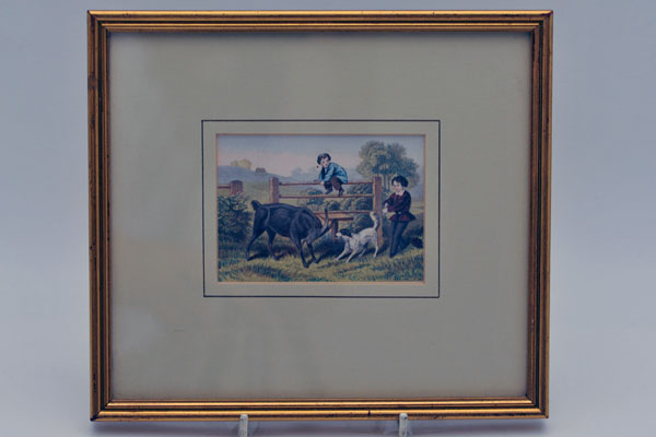画像1: 絵　農場で遊ぶ子供（２）